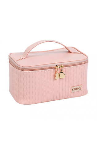 Dygsniuotas kosmetinis krepšys, rožinė kosmetinė KS70-KS70