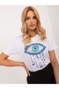 Balti marškinėliai su talismano akies simboliu-PM-TS-4551.30