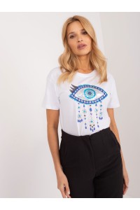 Balti marškinėliai su talismano akies simboliu-PM-TS-4551.30