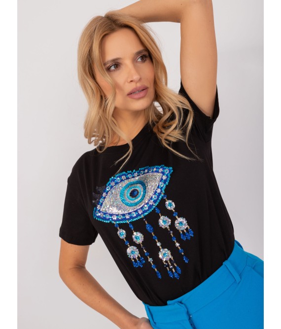 Juodi marškinėliai su talismano akies simboliu-PM-TS-4551.30