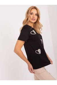 Juodi marškinėliai su puošniomis širdelėmis-PM-TS-4504.31