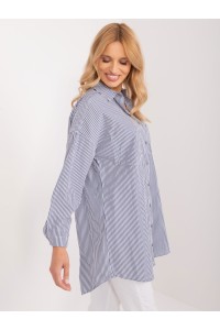 Mėlyni dryžuoti laisvi marškiniai moterims-BP-KS-1012V-2.70