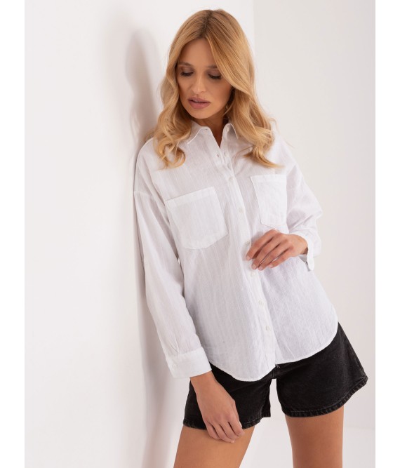 Moteriški balti medvilniniai marškiniai-BP-KS-1136.39