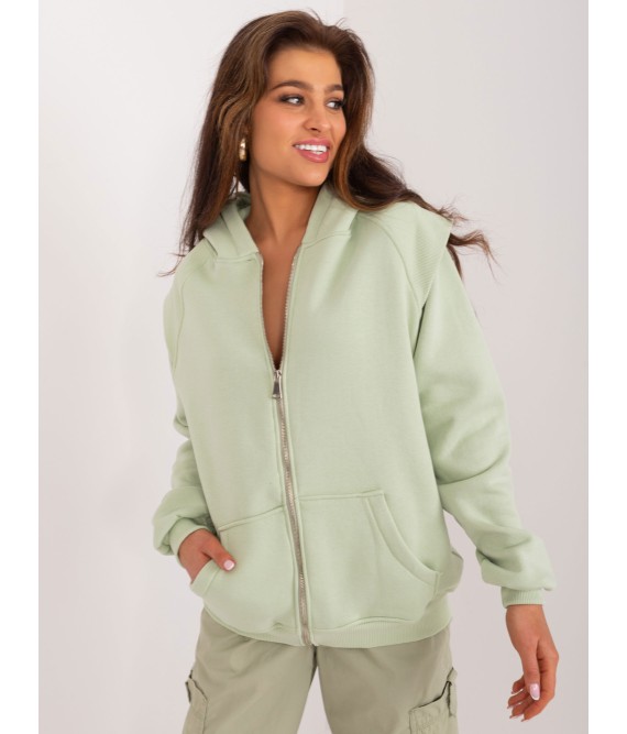 Švelnios žalios spalvos džemperis su užtrauktuku-BA-BL-3027.28
