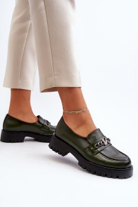 Tamsiai žali stilingi batai su subtiliu papuošimu-58287 DK.GN SKÓRA