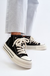 Laisvalaikio batai su virvelės stiliaus raišteliais-BL507P BLACK