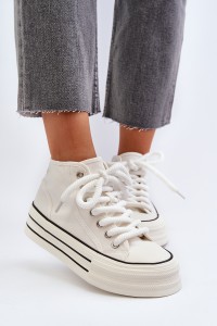 Laisvalaikio batai su virvelės stiliaus raišteliais-BL507P WHITE