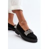 Natūralios odos juodi zomšiniai batai su papuošimu-3419 CZARNY WEL
