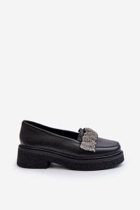 Natūralios odos juodi zomšiniai batai su papuošimu-3419 CZAR GROCH