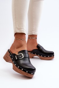 Women's Slide Sandals with Buckle Black Seprilla-3206 BLACK