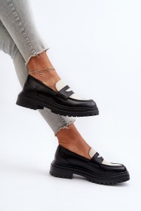 Madingi dviejų spalvų moteriški batai-5731 BLACK