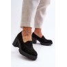 Stilingi juodi zomšiniai batai ant patogaus kulno-RMR23108-3 CZARNY
