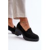 Stilingi juodi zomšiniai batai ant patogaus kulno-RMR23108-3 CZARNY