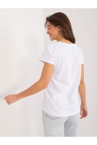 Balti moteriški marškinėliai su išsiuvinėtomis gėlėmis-RV-TS-9666.05X