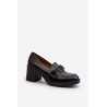Moteriški klasikinio stiliaus batai neaukštu kulnu-RMR2394D-4 CZARNY