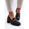 Moteriški klasikinio stiliaus batai neaukštu kulnu-RMR2394D-4 CZARNY