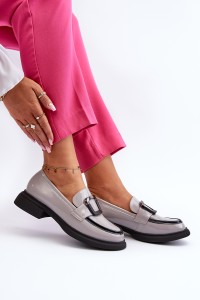 Stilingi natūralios odos moteriški pilki batai-63503 GR PT