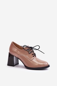 Moteriški rudi natūralios odos lakiniai batai ant kulno-63510 BE PT