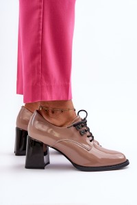Moteriški rudi natūralios odos lakiniai batai ant kulno-63510 BE PT
