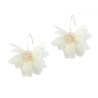 Kabantys auskarai su kristalais, baltos tiulio gėlės, 10x8cm K1675B-K1675B