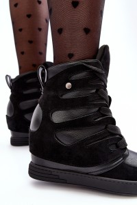 Odiniai batai su raišteliais-NS376 BLACK