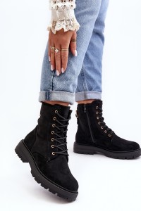 Juodi moteriški suvarstomi batai su užtrauktuku-ML282 BLACK