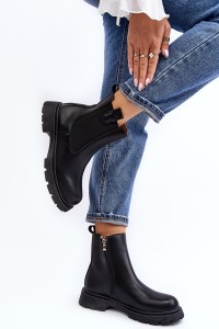 Juodi moteriški batai su užtrauktuku Ramhel-1253 BLACK