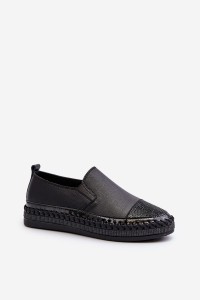 Natūralios odos juodi įsispiriami batai-LR370 BLACK