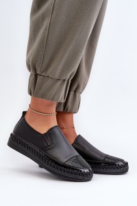 Natūralios odos juodi įsispiriami batai-LR370 BLACK