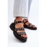 Moteriški juodi dekoruoti sandalai-100-396 BLACK