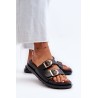 Moteriški juodi ekologiški odiniai sandalai su sagtimis Valmira-P-1368 BLACK