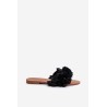Juodos moteriškos šlepetės su kutais-P-1387 BLACK