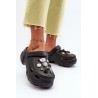 Stilingos moteriškos kroksų stiliaus šlepetės su platforma-L71-61 BLACK