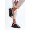 Juodos moteriškos odinės basutės su papuošimu-24SD08-6865 BLACK