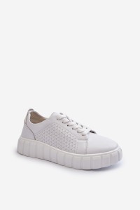 Balti moteriški odiniai suvarstomi batai-23PB32-5739 WHITE