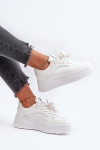 Balti moteriški batai su storais stilingais raišteliais-C2148 ALL WHITE