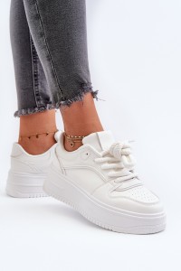 Balti moteriški batai su storais stilingais raišteliais-C2148 ALL WHITE