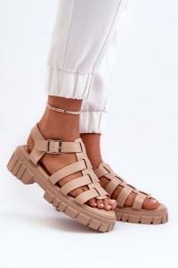 Smėlio spalvos moteriški romėniški sandalai-N75-4 BEIGE