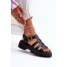 Moteriški juodi romėniški sandalai-N75-4 BLACK