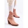 Women's Suede Openwork Boots Cowboy Pink Eleonore-B-817 PINK
