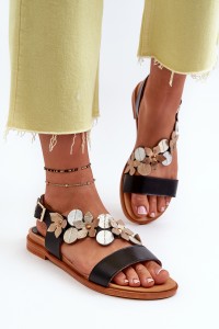 Moteriški odiniai sandalai, puošti gėlėmis, Laura Messi-2762/100