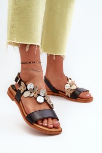 Moteriški odiniai sandalai, puošti gėlėmis, Laura Messi-2762/100