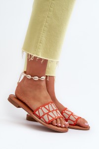 Women's Flat Heel Sandals Orange Traivea-W-125 ORANGE