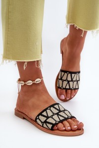 Women's Black Flat Sandals Traivea-W-125 BLACK