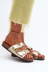 Women's Cork Platform Sandals with Gold Straps Doretta-THS-95 GOLD