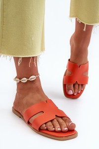 Women's Flat Slippers with Cutouts Orange Fiviama-SS-223 ORANGE