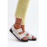 Moteriški balti papuošti džinsiniai sandalai-H8-698 WHITE