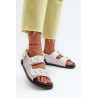 Moteriški balti papuošti džinsiniai sandalai-H8-698 WHITE