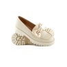 Smėlio spalvos loafer batai su auksiniu meškiuku-2306BE