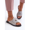 Shiny Women's Flat Sandals with Silver Ornament Ebirena-RMR2266-4 SREBRNE
